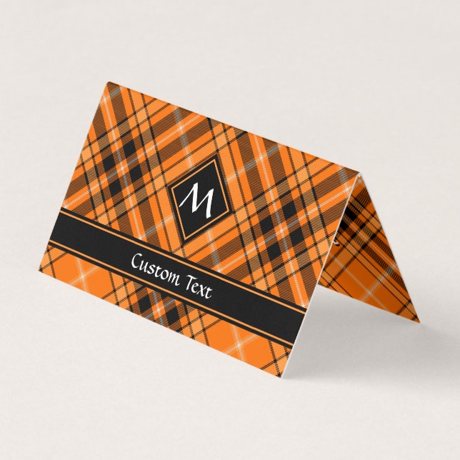 Tarjeta De Visita Naranja de Halloween Tartan (Anverso)
