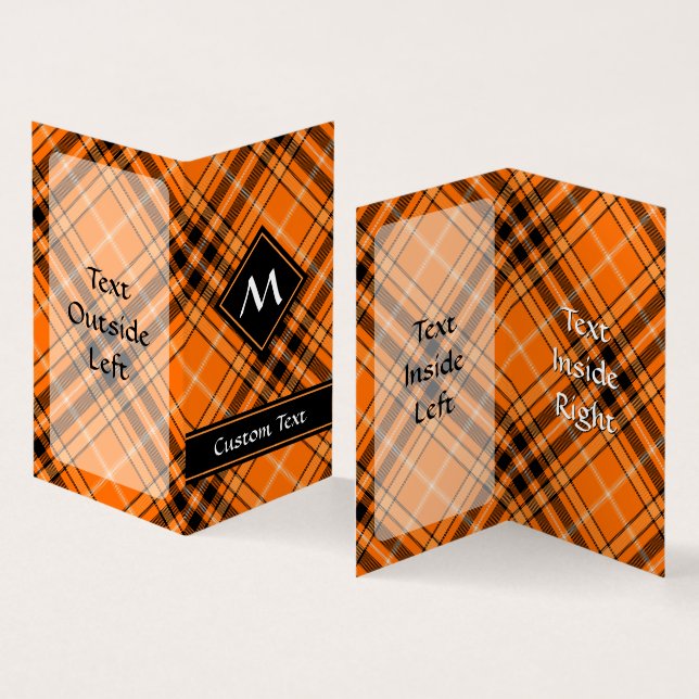 Tarjeta De Visita Naranja de Halloween Tartan (Interior y exterior)