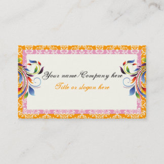 Tarjeta De Visita Naranja de hoja de pergamino arco iris, bordes de