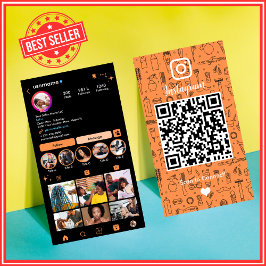 Tarjeta De Visita Naranja de Instagram de Salon | Código QR de medio
