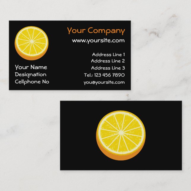 Tarjeta De Visita Naranja de la mitad (Anverso / Reverso)