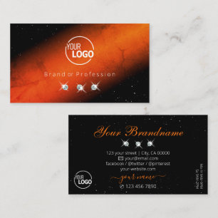Tarjeta De Visita Naranja de mármol Joyas esparkling negro Añadir lo