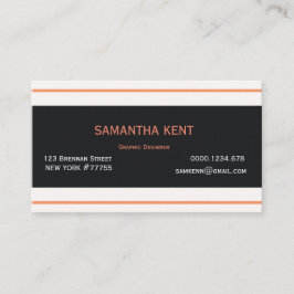 Tarjeta De Visita Naranja de moda moderna y negro