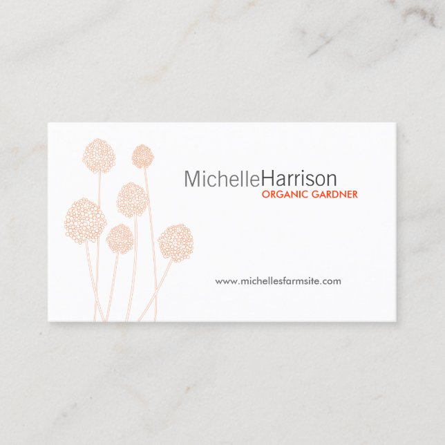 Tarjeta De Visita Naranja de moda Pom Pom Flowers (Anverso)