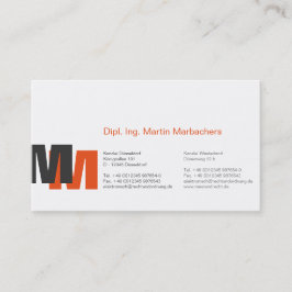 Tarjeta De Visita Naranja de monograma