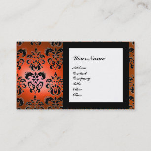 Tarjeta De Visita Naranja de MONOGRAMA DAMASK GEM STONE