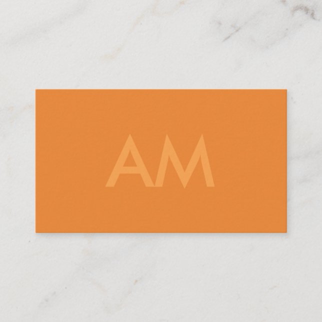 Tarjeta De Visita Naranja de monograma minimalista (Anverso)