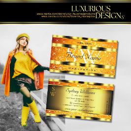 Tarjeta De Visita Naranja de oro llamativo Gradiente Estrellas Purpu