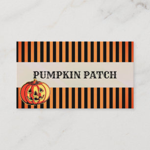 Tarjeta De Visita Naranja de parche de calabaza de Halloween - Negro