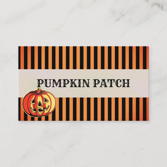 Tarjeta De Visita Naranja de parche de calabaza de Halloween - Negro (Anverso)