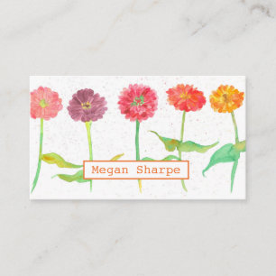 Tarjeta De Visita Naranja de plantas acuáticas de flores de Zinnia