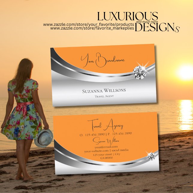 Tarjeta De Visita Naranja de plata de ojos con brillantes diamantes (Subido por el creador)