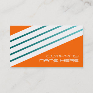 Tarjeta De Visita naranja de rayas de placa retro