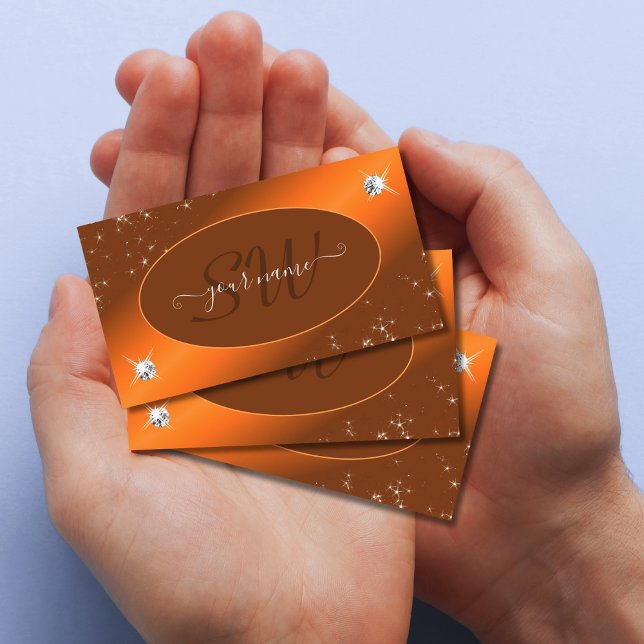 Tarjeta De Visita Naranja de Shimmery Cute Purpurina Stars Jewels In (Subido por el creador)