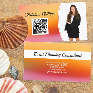 Tarjeta De Visita Naranja del planificador de eventos Personalizado