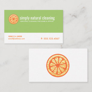 Tarjeta De Visita Naranja del Servicio de Limpieza Natural