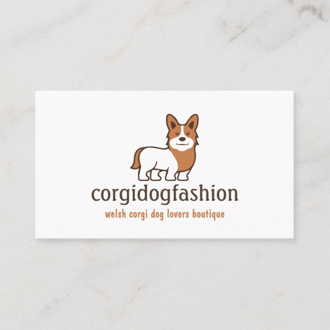 Tarjeta De Visita Naranja Dog Welsh Corgi (Anverso)