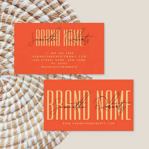 Tarjeta De Visita Naranja elegante de marca moderna