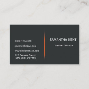 Tarjeta De Visita Naranja elegante moderno y negro