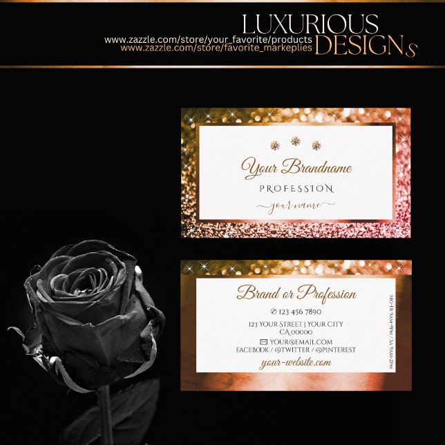 Tarjeta De Visita Naranja elegante Ombre rosa Purpurina Diamantes Bl (Subido por el creador)