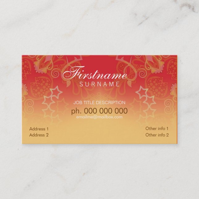 Tarjeta De Visita Naranja Fantasy curlz Card (Anverso)