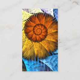 Tarjeta De Visita Naranja floral Azul amarillo abstracto arte