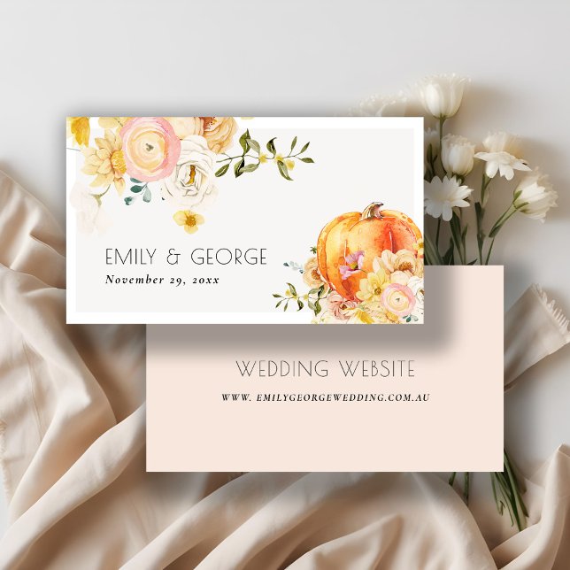 Tarjeta De Visita Naranja floral Página web del Boda de calabaza oto (Subido por el creador)