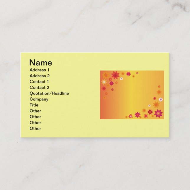 Tarjeta de visita naranja Flowers (Anverso)