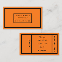 Tarjeta De Visita Naranja Fluorescente Neon Moderno Simple