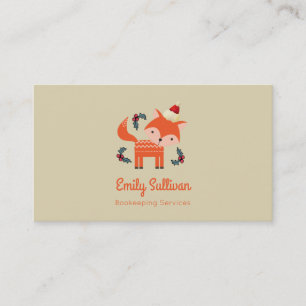 Tarjeta De Visita Naranja Fox En Santa Hat Cuidados Navidades Whimsi