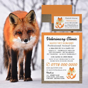 Tarjeta De Visita Naranja Fox, Veterinario, Servicio Veterinario