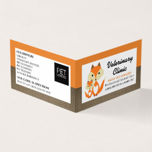 Tarjeta De Visita Naranja Fox, Veterinario, Veterinario Detallado