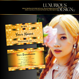 Tarjeta De Visita Naranja glamuroso Sparkle Purpurina Estrellas eleg