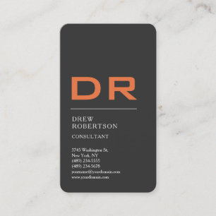 Tarjeta De Visita Naranja gris profesional de moda Monograma