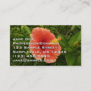 Tarjeta De Visita Naranja Hibiscus Flower Tropical Floral