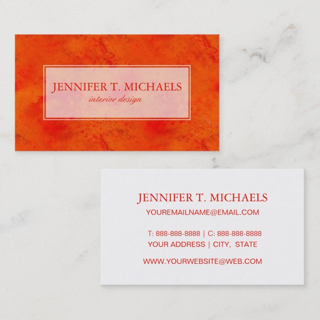 Tarjeta De Visita Naranja inconsútil del extracto del fondo de la (Anverso / Reverso)