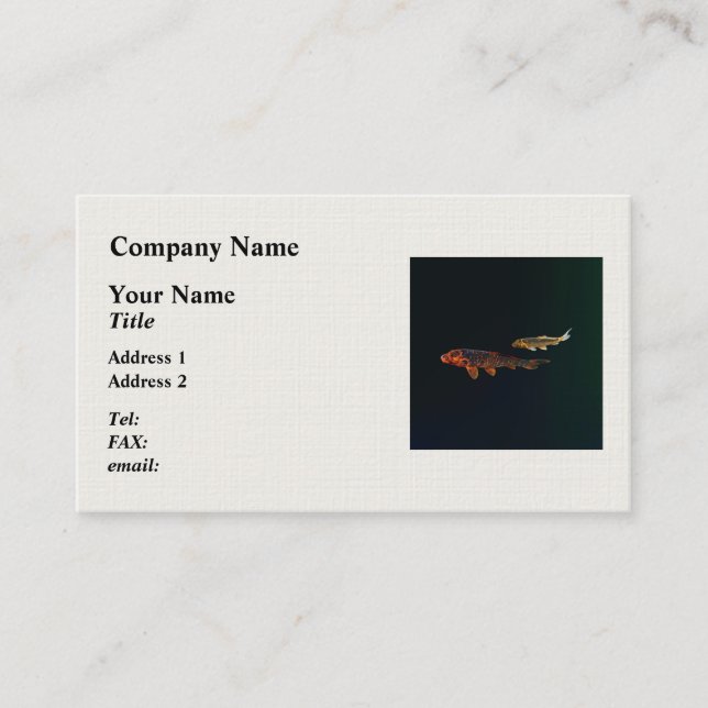 Tarjeta De Visita Naranja Koi y Gold Koi (Anverso)