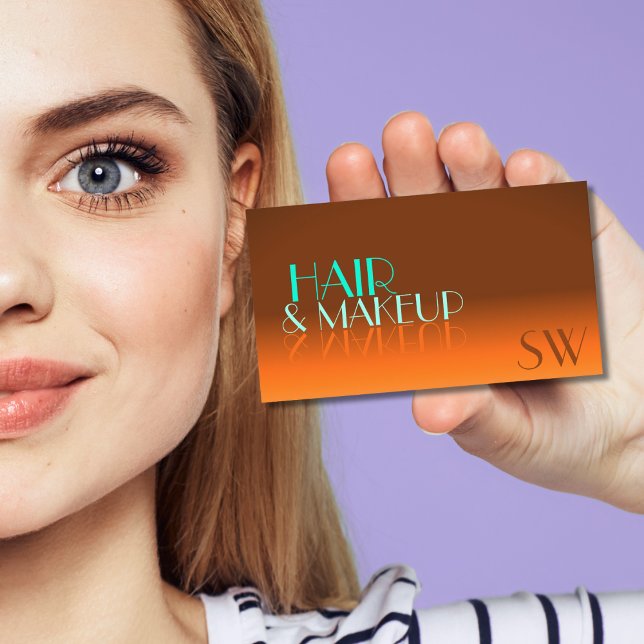 Tarjeta De Visita Naranja llamativo y fuente espejo Verde azulada co (Subido por el creador)