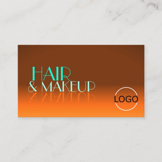 Tarjeta De Visita Naranja llamativo y Moda Verde azulada con logotip (Anverso)