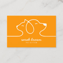 Tarjeta De Visita Naranja Logotipo de línea simple Mascota de perro 