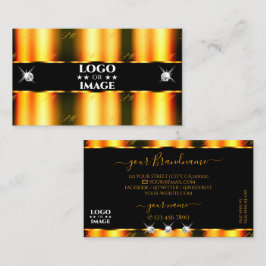 Tarjeta De Visita Naranja luminoso de diamantes espumosos negros con