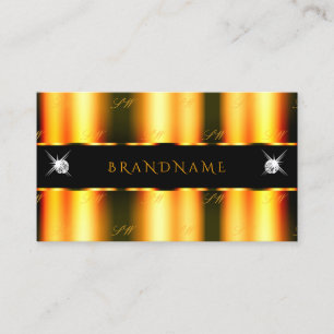 Tarjeta De Visita Naranja luminoso Monograma de diamantes espumosos 
