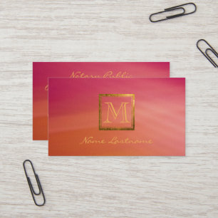 Tarjeta De Visita Naranja Magenta moderno Resumen Monograma de oro