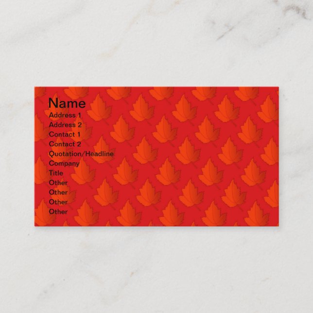 Tarjeta De Visita Naranja Maple Leaves Business Card (Anverso)