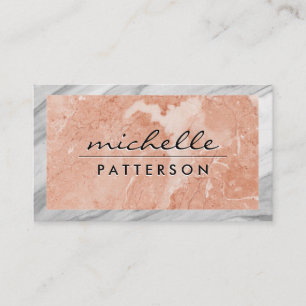 Tarjeta De Visita Naranja Marble   Borde de Marble