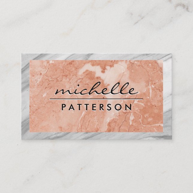 Tarjeta De Visita Naranja Marble | Borde de Marble (Anverso)