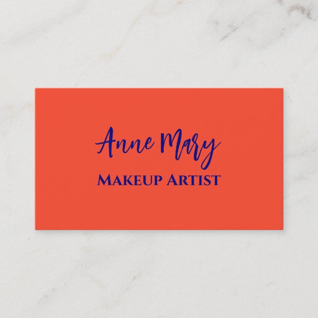 Tarjeta De Visita Naranja Marina Azul maquillador Artista Salón de b (Anverso)