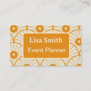 Tarjeta De Visita Naranja Moderno Art deco sun Event Planner