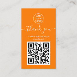 Tarjeta De Visita Naranja moderno código QR pedido gracias