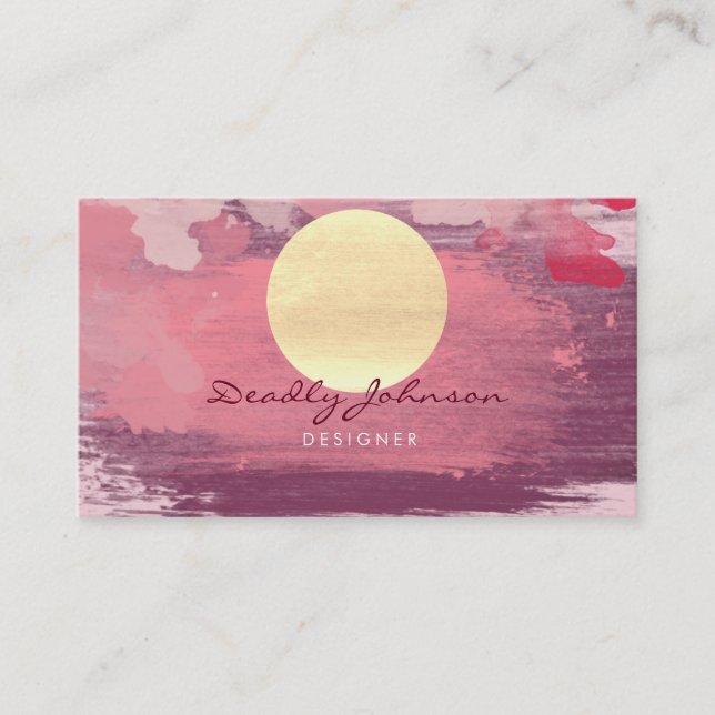 Tarjeta De Visita Naranja moderno del rosa de la pintura del (Anverso)